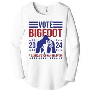 Vote Bigfoot 2024 A Candidate You Can Believe In Women's Perfect Tri Tunic Long Sleeve Shirt