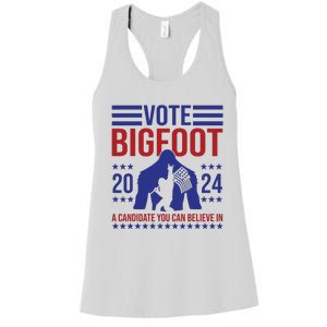 Vote Bigfoot 2024 A Candidate You Can Believe In Women's Racerback Tank