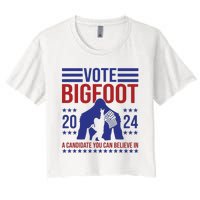 Vote Bigfoot 2024 A Candidate You Can Believe In Women's Crop Top Tee