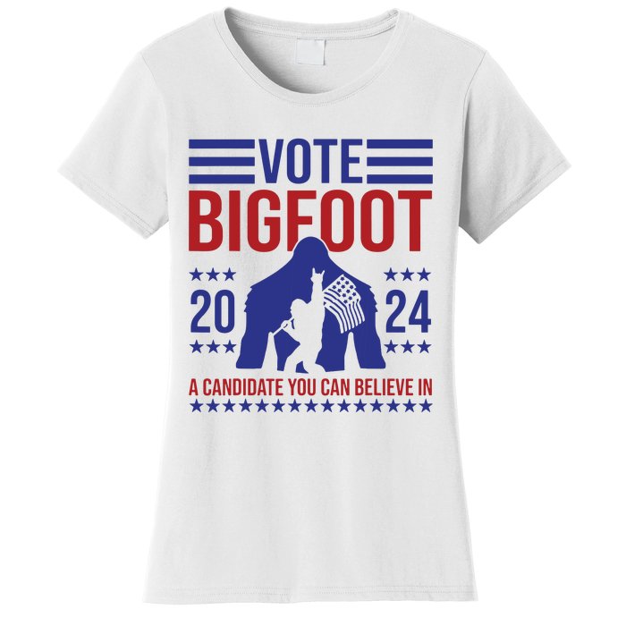 Vote Bigfoot 2024 A Candidate You Can Believe In Women's T-Shirt