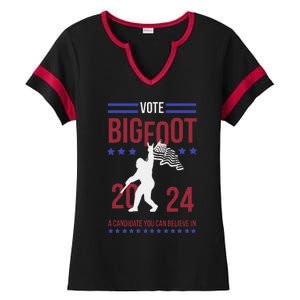 Vote Bigfoot 2024 A Candidate You Can Believe In Ladies Halftime Notch Neck Tee