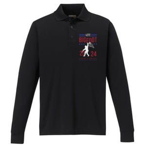 Vote Bigfoot 2024 A Candidate You Can Believe In Performance Long Sleeve Polo