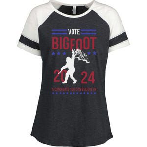 Vote Bigfoot 2024 A Candidate You Can Believe In Enza Ladies Jersey Colorblock Tee