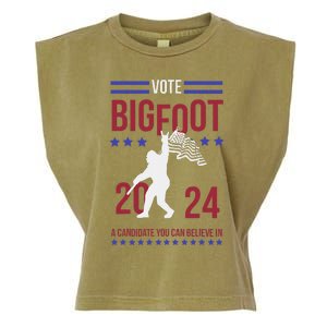 Vote Bigfoot 2024 A Candidate You Can Believe In Garment-Dyed Women's Muscle Tee