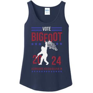 Vote Bigfoot 2024 A Candidate You Can Believe In Ladies Essential Tank