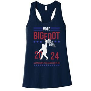 Vote Bigfoot 2024 A Candidate You Can Believe In Women's Racerback Tank