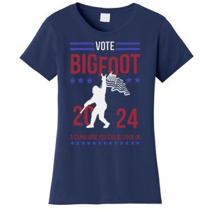 Vote Bigfoot 2024 A Candidate You Can Believe In Women's T-Shirt