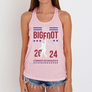 Vote Bigfoot 2024 A Candidate You Can Believe In Women's Knotted Racerback Tank