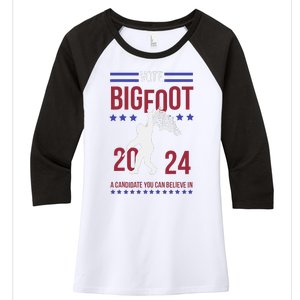 Vote Bigfoot 2024 A Candidate You Can Believe In Women's Tri-Blend 3/4-Sleeve Raglan Shirt