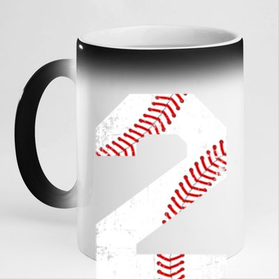 Vintage Baseball 2 Jersey Number Gift 11oz Black Color Changing Mug