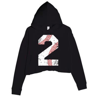 Vintage Baseball 2 Jersey Number Gift Crop Fleece Hoodie