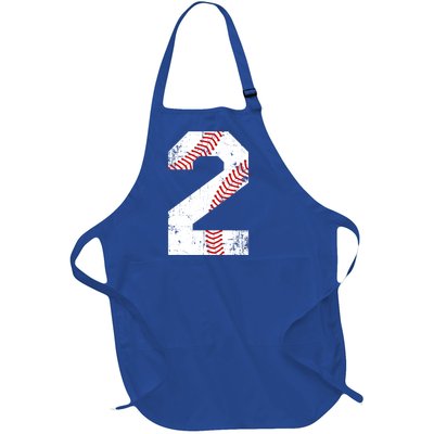 Vintage Baseball 2 Jersey Number Gift Full-Length Apron With Pockets