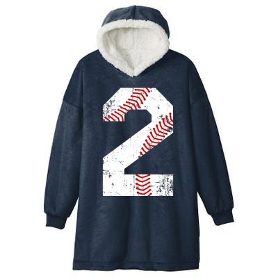 Vintage Baseball 2 Jersey Number Gift Hooded Wearable Blanket