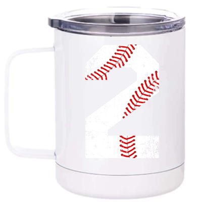 Vintage Baseball 2 Jersey Number Gift 12 oz Stainless Steel Tumbler Cup