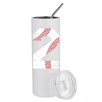 Vintage Baseball 2 Jersey Number Gift Stainless Steel Tumbler