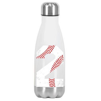 Vintage Baseball 2 Jersey Number Gift Stainless Steel Insulated Water Bottle