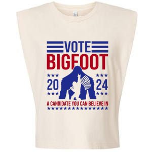 Vote Bigfoot 2024 A Candidate You Can Believe In Garment-Dyed Women's Muscle Tee