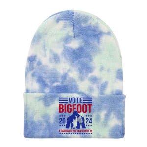 Vote Bigfoot 2024 A Candidate You Can Believe In Tie Dye 12in Knit Beanie