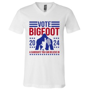 Vote Bigfoot 2024 A Candidate You Can Believe In V-Neck T-Shirt