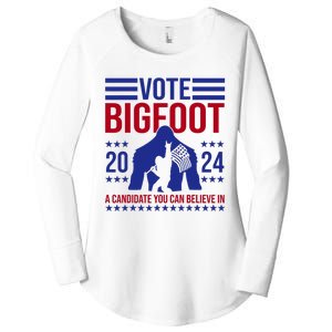 Vote Bigfoot 2024 A Candidate You Can Believe In Women's Perfect Tri Tunic Long Sleeve Shirt