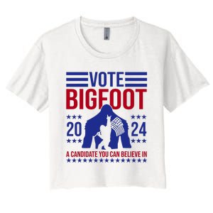 Vote Bigfoot 2024 A Candidate You Can Believe In Women's Crop Top Tee