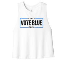 Vote Blue 2024 Presidential Election 2024 Democrat Women's Racerback Cropped Tank