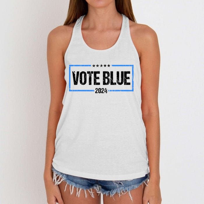 Vote Blue 2024 Presidential Election 2024 Democrat Women's Knotted Racerback Tank