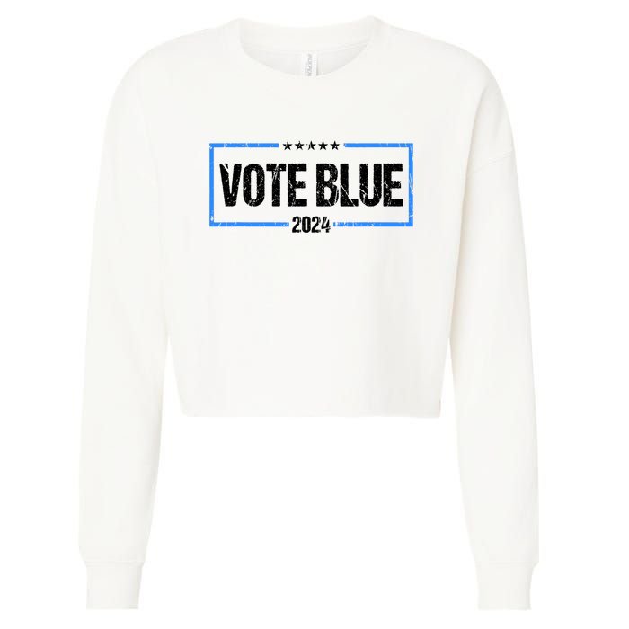 Vote Blue 2024 Presidential Election 2024 Democrat Cropped Pullover Crew