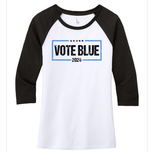 Vote Blue 2024 Presidential Election 2024 Democrat Women's Tri-Blend 3/4-Sleeve Raglan Shirt