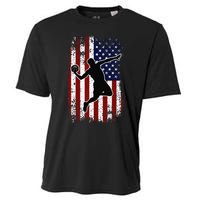 Vintage Basketball 4th of July USA American Flag Cooling Performance Crew T-Shirt