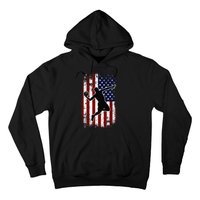 Vintage Basketball 4th of July USA American Flag Hoodie