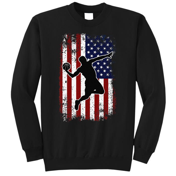 Vintage Basketball 4th of July USA American Flag Sweatshirt