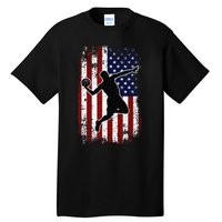 Vintage Basketball 4th of July USA American Flag Tall T-Shirt