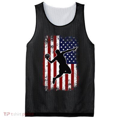 Vintage Basketball 4th of July USA American Flag Mesh Reversible Basketball Jersey Tank
