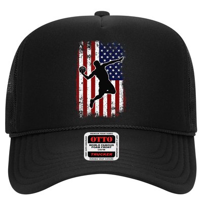 Vintage Basketball 4th of July USA American Flag Trucker Hat