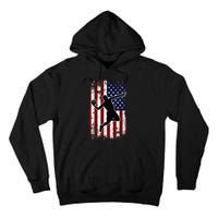 Vintage Basketball 4th of July USA American Flag Tall Hoodie