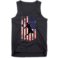 Vintage Basketball 4th of July USA American Flag Tank Top