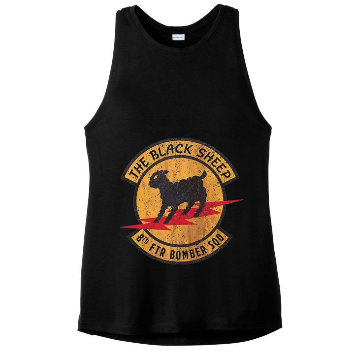 Vintage Black 8th Ftr Bomber Squadron Ladies PosiCharge Tri-Blend Wicking Tank