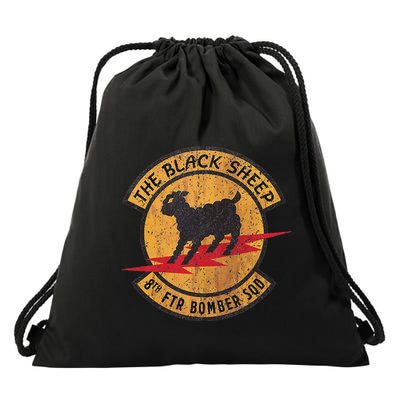 Vintage Black 8th Ftr Bomber Squadron Drawstring Bag