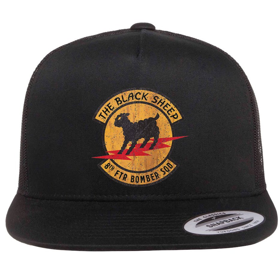 Vintage Black 8th Ftr Bomber Squadron Flat Bill Trucker Hat