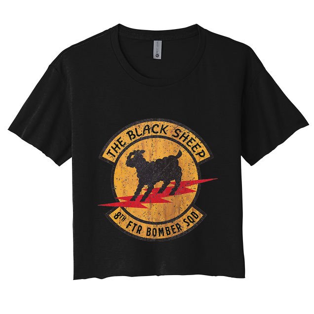 Vintage Black 8th Ftr Bomber Squadron Crop Top