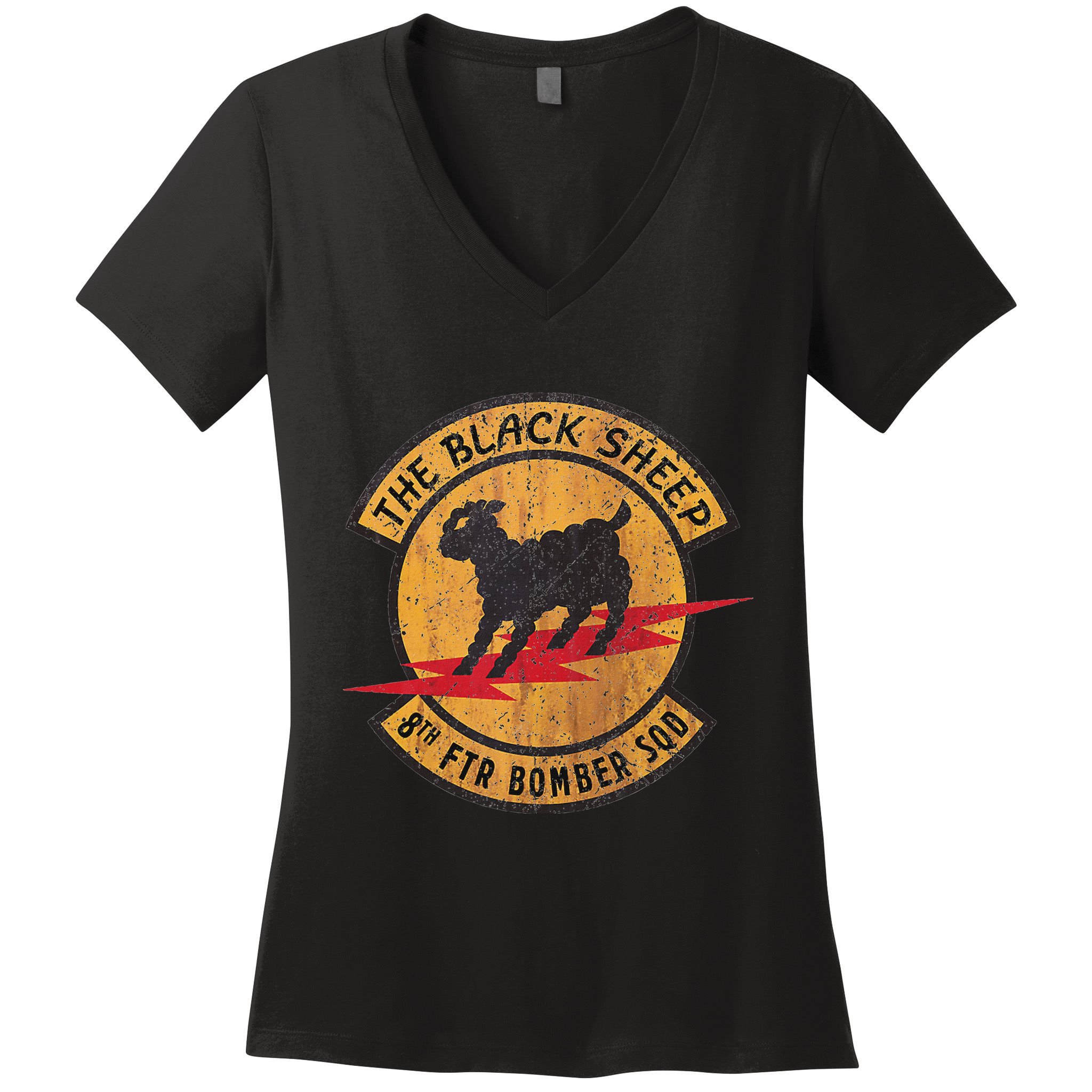 Vintage Black 8th Ftr Bomber Squadron Women's V-Neck T-Shirt