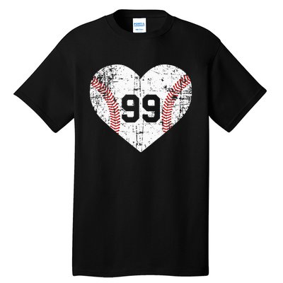 Vintage Baseball 99 Jersey Number Tall T-Shirt