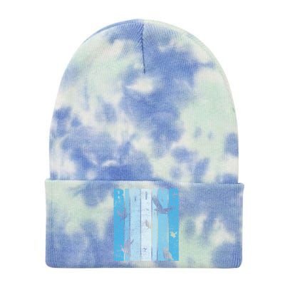 Vintage Birding Artwork Birdwatching Bird Lover Funny Gift Tie Dye 12in Knit Beanie