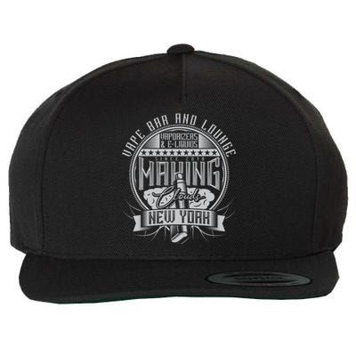 Vape Bar And Lounge Wool Snapback Cap