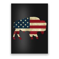Vintage Buffalo American Flag Bison Patriotic Gift Poster