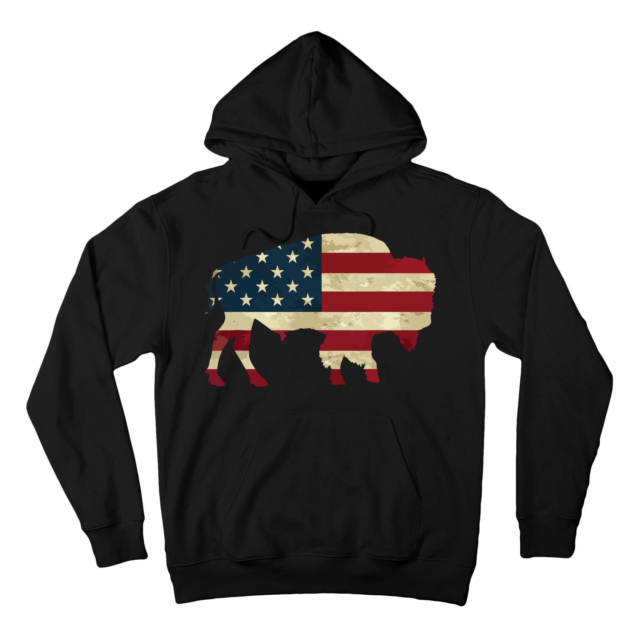 Vintage Buffalo American Flag Bison Patriotic Gift Tall Hoodie