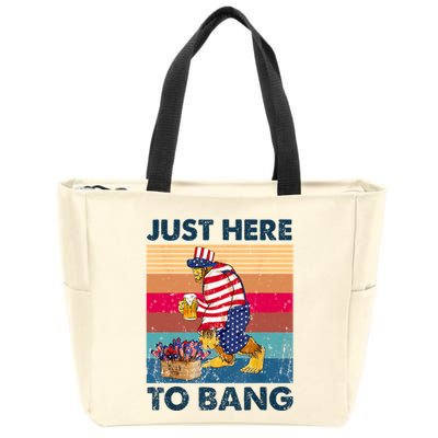 Vintage Bigfoot American Shirts Just Here To Bang 4th Of July Zip Tote Bag