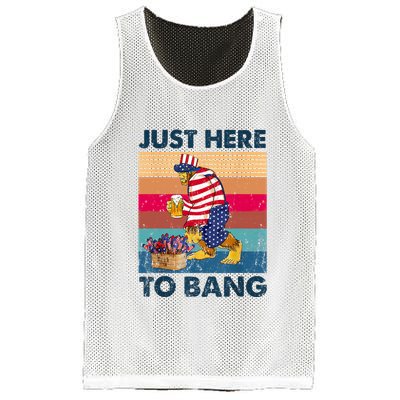 Vintage Bigfoot American Shirts Just Here To Bang 4th Of July Mesh Reversible Basketball Jersey Tank