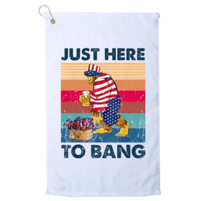 Vintage Bigfoot American Shirts Just Here To Bang 4th Of July Golf Towel
